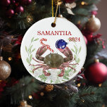 Crab Weihnachten Personalisiert Watercolor Crustac Keramik Ornament<br><div class="desc">Dieses Design kann in dem Bereich personalisiert werden, der durch das Ändern des Fotos und/oder Textes zur Verfügung gestellt wird. Sie können auch angepasst werden, indem Sie auf Vorlage personalisieren klicken und dann auf die Schaltfläche klicken, um weitere Optionen anzupassen, um die Hintergrundfarbe zu löschen oder zu ändern, Text hinzuzufügen,...</div>