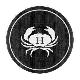 CRAB WHITE auf BLACK Stilvolle moderne Streifen Schneidebrett