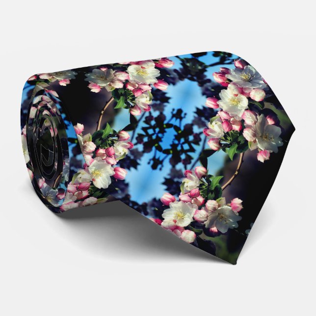 Crabaple Blume Blossom Abstraktes Muster Krawatte (Gerollt)