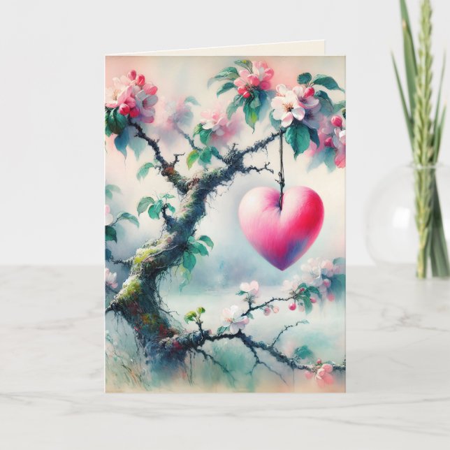 Crabapple Tree Heart Valentinstag Karte (Vorderseite)