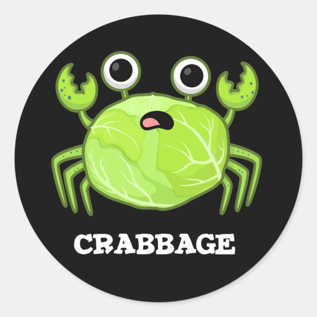 Crabbage Funny Cabbage Crab Pub Dark BG Runder Aufkleber (Vorderseite)