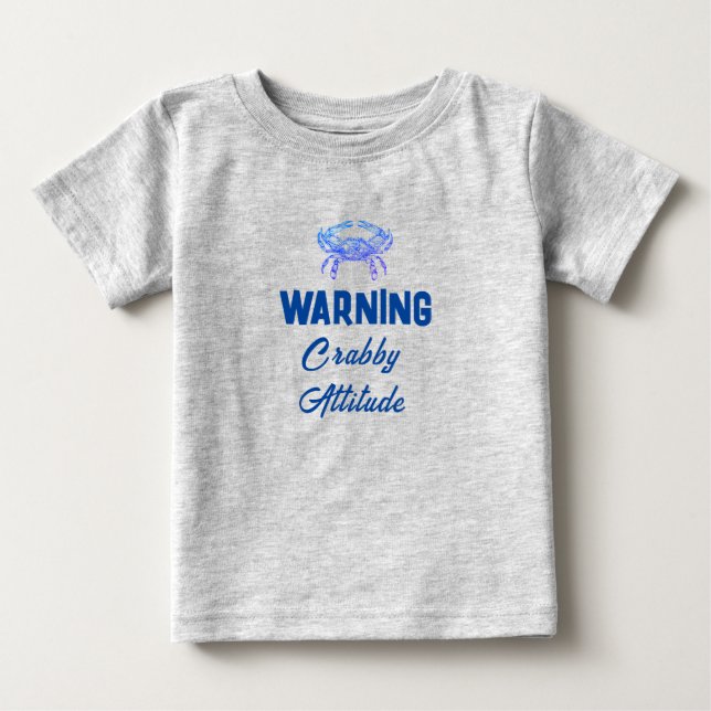 Crabby Haltung - lustiger Baby-T - Shirt (Vorderseite)