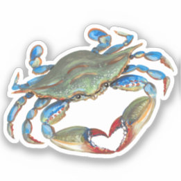 Crabe Bleu avec des fissures cardiaques Sticker en
