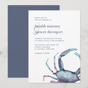 Crabe bleu   Faire-part de mariage nautique