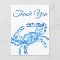 Crabe bleu vintage - merci Carte postale