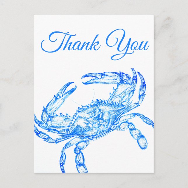 Crabe bleu vintage - merci Carte postale (Devant)