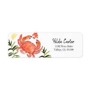 Crabe de mer floral personnalisé retour étiquette