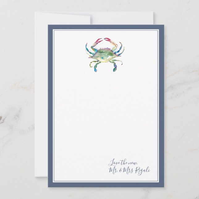 Crabe de mer Mariage Merci Cartes (Devant)