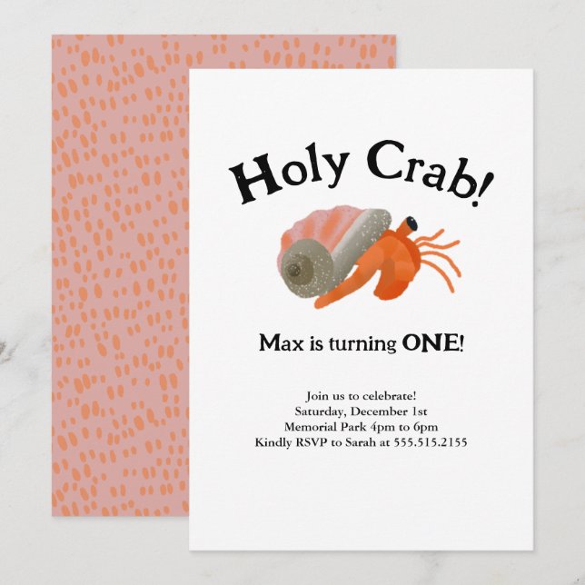 Crabe du Saint-Crabe Hermite Invitation d'annivers (Devant / Derrière)