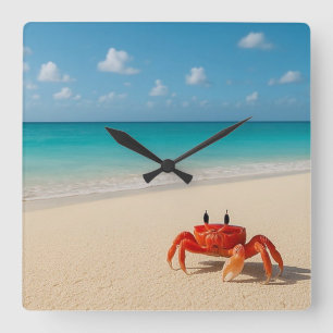 Crabe en vedette - Horloge murale Carré