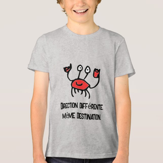 Crabe et Confiant – T-shirt Crabe Dessin Animé Tri-Blend Shirt (Vorderseite)