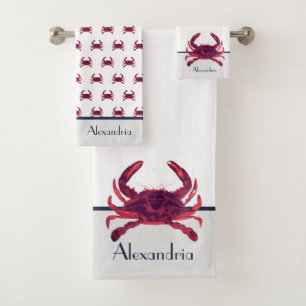 Crabe Maroon bordeaux Nautique Bain rouge et gris 