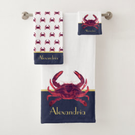 Crabe Maroon Brougeâtre Nautique Bleu Marine Or Ro