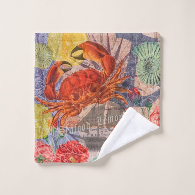 Crabe Plage Nautique Art de la mer (Gant de toilette)