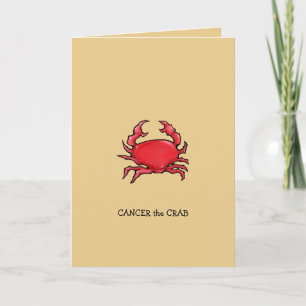 Crabe rouge et sable Cancer Zodiac Carte d'anniver