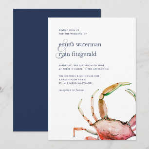 Crabe rouge   Faire-part de mariage nautique