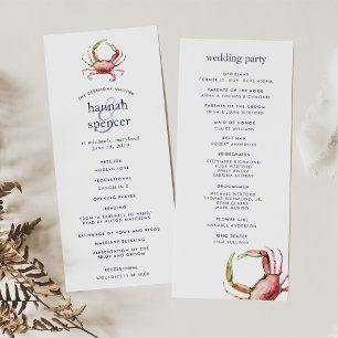 Crabe rouge   Programme de cérémonie des Mariages 