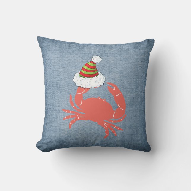 Crabe tenant le coussin de Noël de casquette de (Recto)