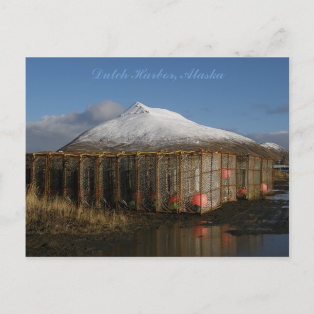 Crabpot Yard im niederländischen Hafen, Alaska Postkarte (Vorderseite)