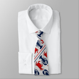 Crabs n Lobsters Light Gray Diagonal Print Tie Krawatte