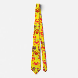 Crabs Patternx4 B Yellow BG Krawatte