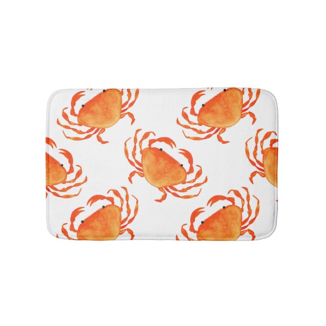 Crabs Wasserfarbe: Weißes Hintergrundmuster Badematte (Vorderseite)