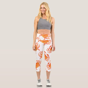 Crabs Wasserfarbe: Weißes Hintergrundmuster Capri Leggings
