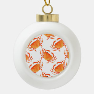 Crabs Wasserfarbe: Weißes Hintergrundmuster Keramik Kugel-Ornament