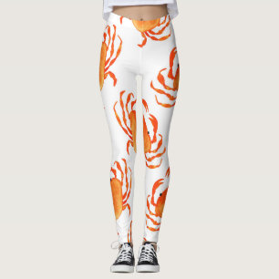 Crabs Wasserfarbe: Weißes Hintergrundmuster Leggings