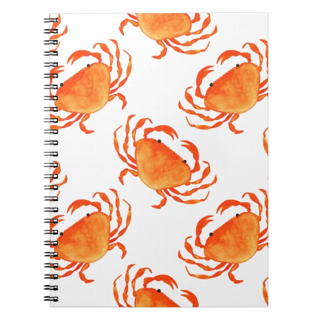 Crabs Wasserfarbe: Weißes Hintergrundmuster Notizblock (Vorderseite)