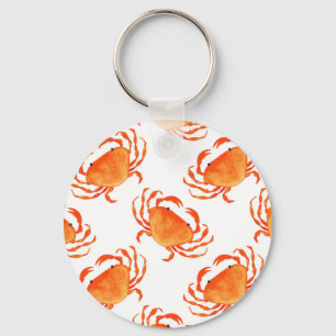 Crabs Wasserfarbe: Weißes Hintergrundmuster Schlüsselanhänger