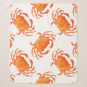 Crabs Wasserfarbe: Weißes Hintergrundmuster Sherpadecke