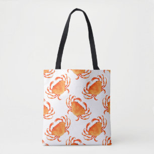Crabs Wasserfarbe: Weißes Hintergrundmuster Tasche