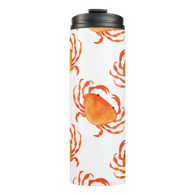Crabs Wasserfarbe: Weißes Hintergrundmuster Thermosbecher (Vorderseite)