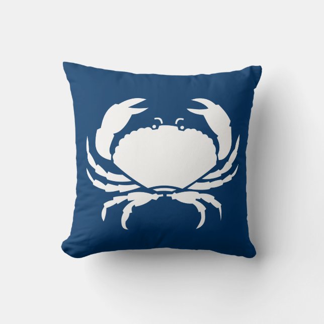 CRABS WHITE auf blauem Kissen (Vorderseite)