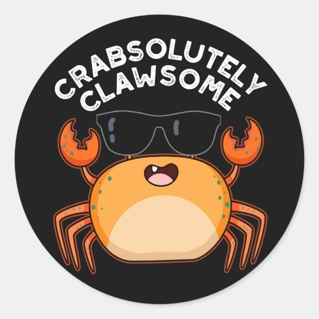 Crabsolut Clawsome Funny Crab Pun Dark BG Runder Aufkleber (Vorderseite)