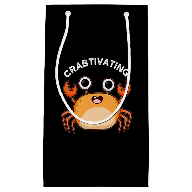Crabtivating Funny Crab Pun Dark BG Kleine Geschenktüte (Vorderseite)