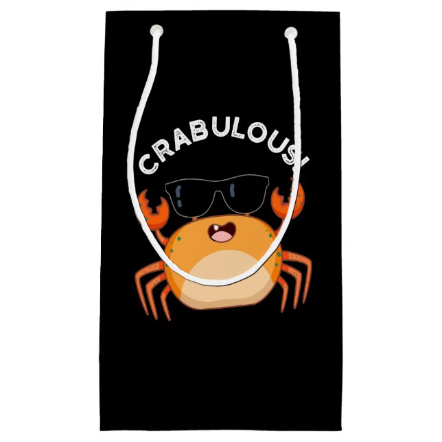 Crabulous Funny Crab Pun Dark BG Kleine Geschenktüte (Vorderseite)