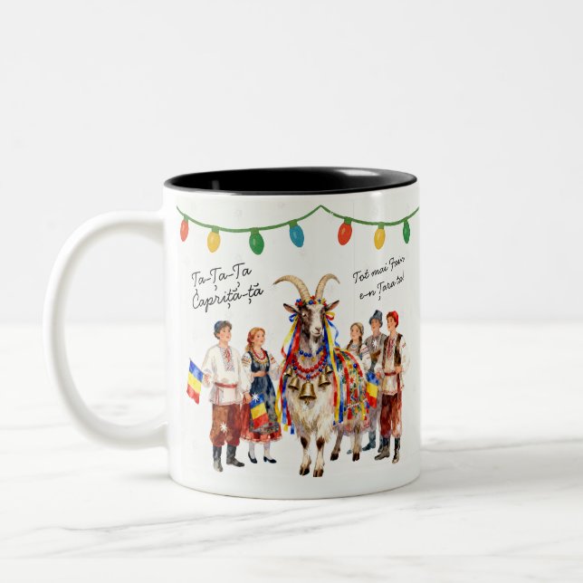 Crăciun Caprița-Ta Gift Romanian Holiday Zweifarbige Tasse (Links)
