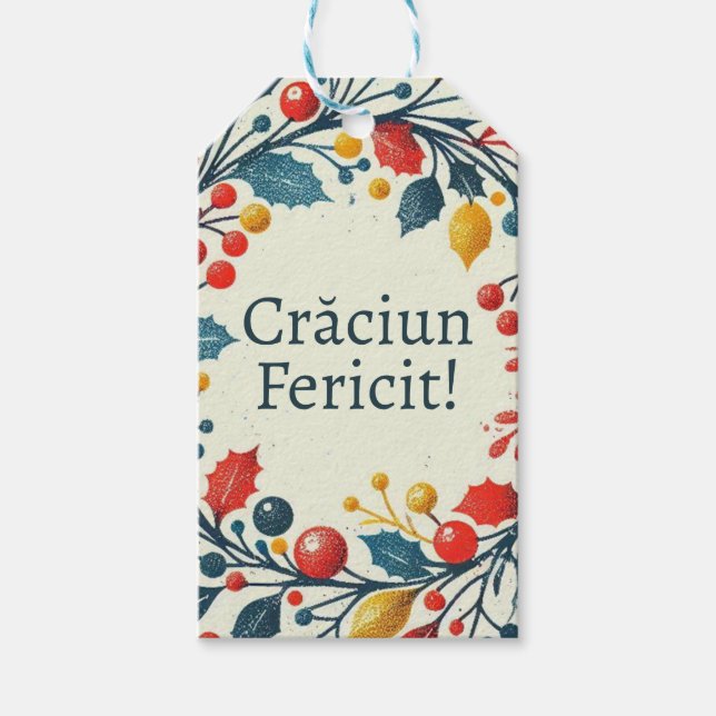 Craciun fericial - Rumänisch - Mos craciun wreat Geschenkanhänger (Vorderseite)
