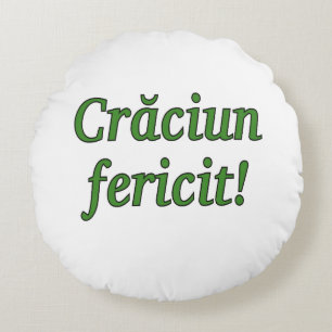 Crăciun fericité! Frohe Weihnachten im rumänischen Rundes Kissen