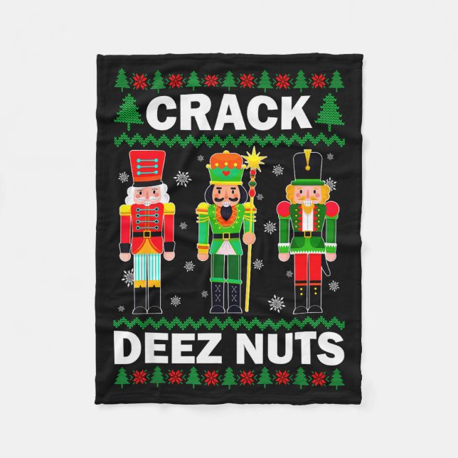Crack Deez Nuts Funny Christmas  Fleecedecke (Vorderseite)