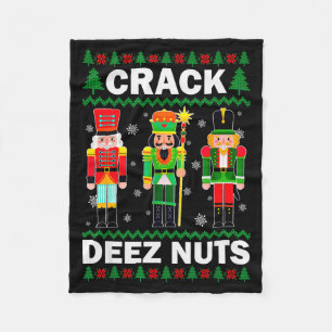 Crack Deez Nuts Lustiges Weihnachten Fleecedecke