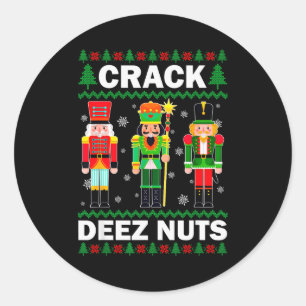 Crack Deez Nuts Lustiges Weihnachten  Runder Aufkleber