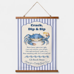 Crack Dip Sip Coastal Crab Küche Wandteppich Mit Holzrahmen