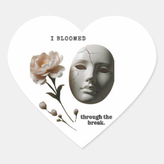Cracked and Bloomed – A symbolic and emotional wor Herz-Aufkleber