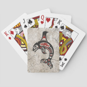 Cracked Blue and Black Haida Spirit Killer Whale Spielkarten