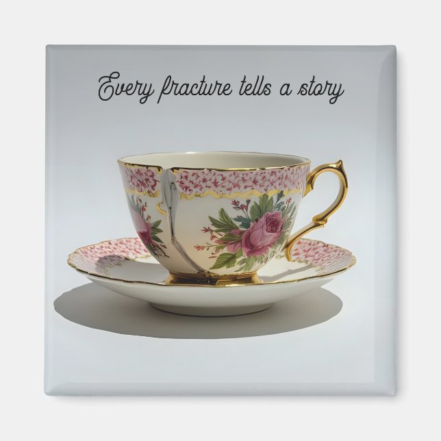 cracked broken teacup inspirational Magnet (Vorne)
