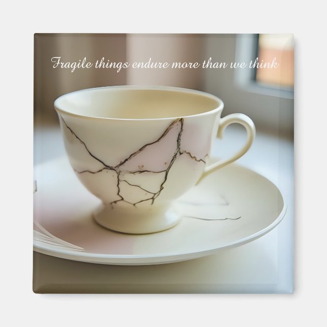 cracked broken teacup inspirational Magnet (Vorne)