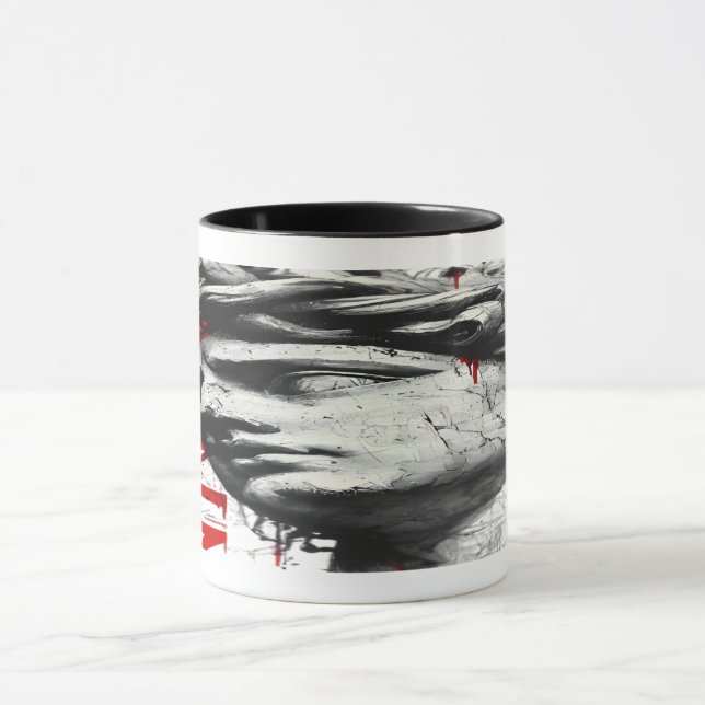 Cracked Classical Bust Trash Polka Art Mug (Centre)